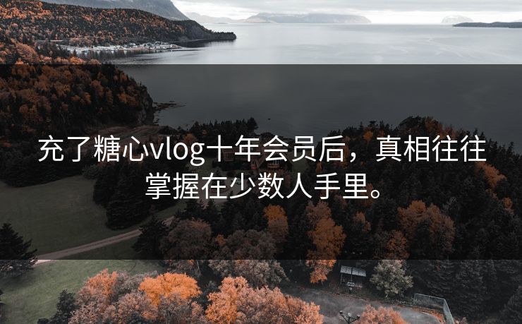 充了糖心vlog十年会员后，真相往往掌握在少数人手里。