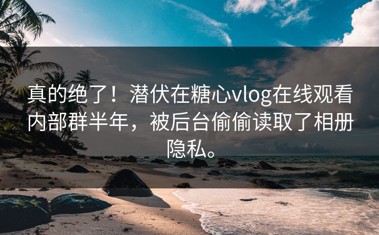 真的绝了！潜伏在糖心vlog在线观看内部群半年，被后台偷偷读取了相册隐私。
