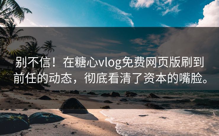 别不信！在糖心vlog免费网页版刷到前任的动态，彻底看清了资本的嘴脸。