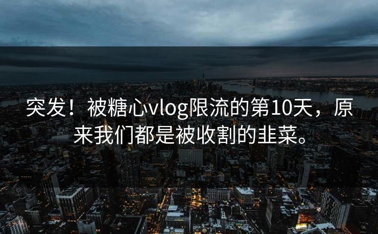 突发！被糖心vlog限流的第10天，原来我们都是被收割的韭菜。
